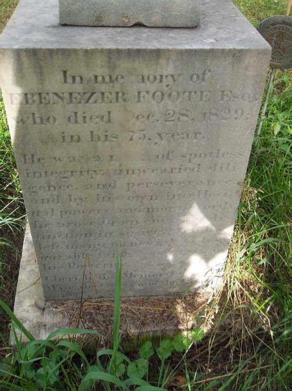 Ebenezer Foote's Grave Marker Text